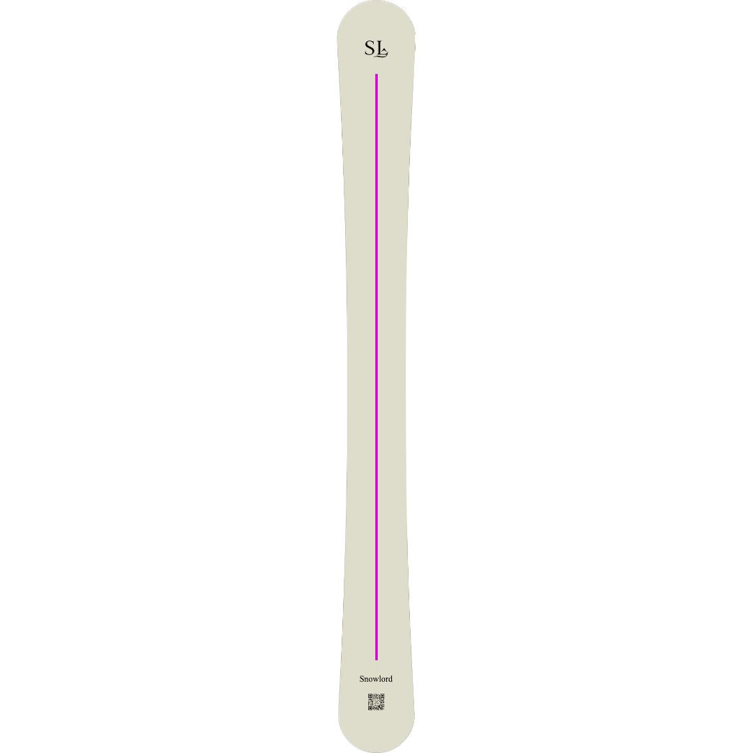 Snowlord blanche et rose, féminine et raffinée. Inspirée du skwal et du monoski, elle combine grâce et précision sur neige damée.
