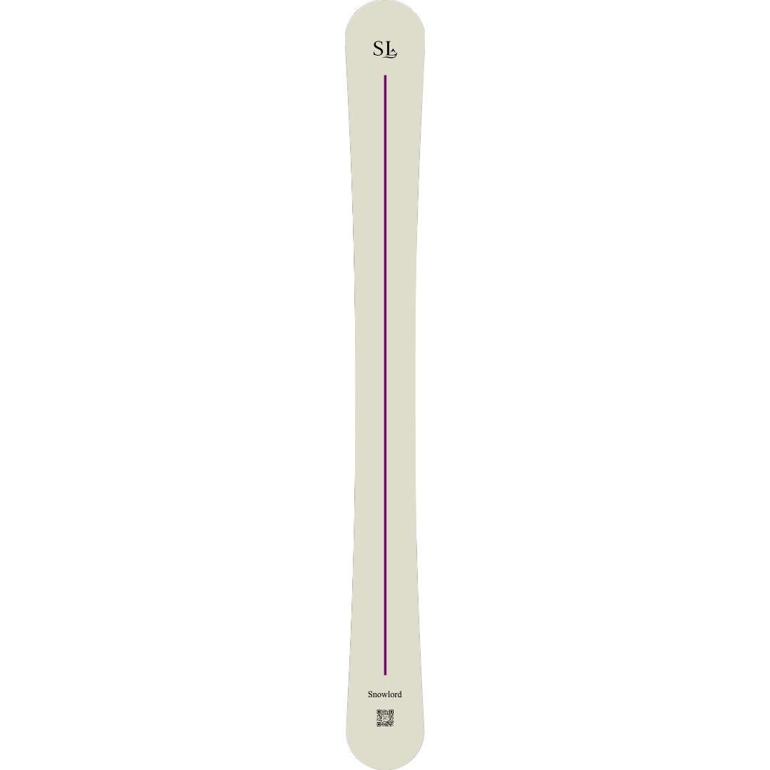 Snowlord noire à bande violette, élégance et puissance au féminin. Une planche technique et racée conçue pour la glisse alpine.