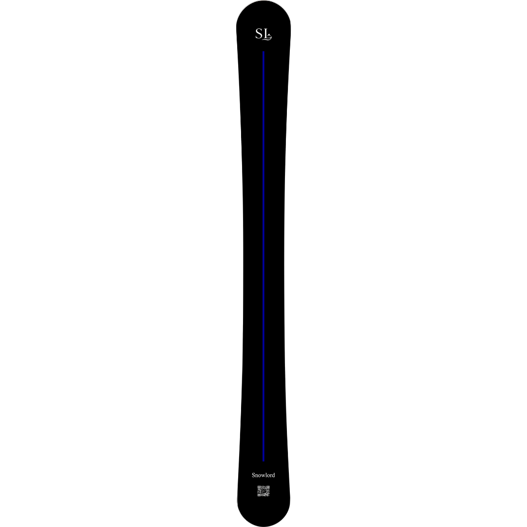 Planche Snowlord noire et bleue, fusion du skwal et du monoski. Fluidité, contrôle et esthétique alpine dans une planche unique.