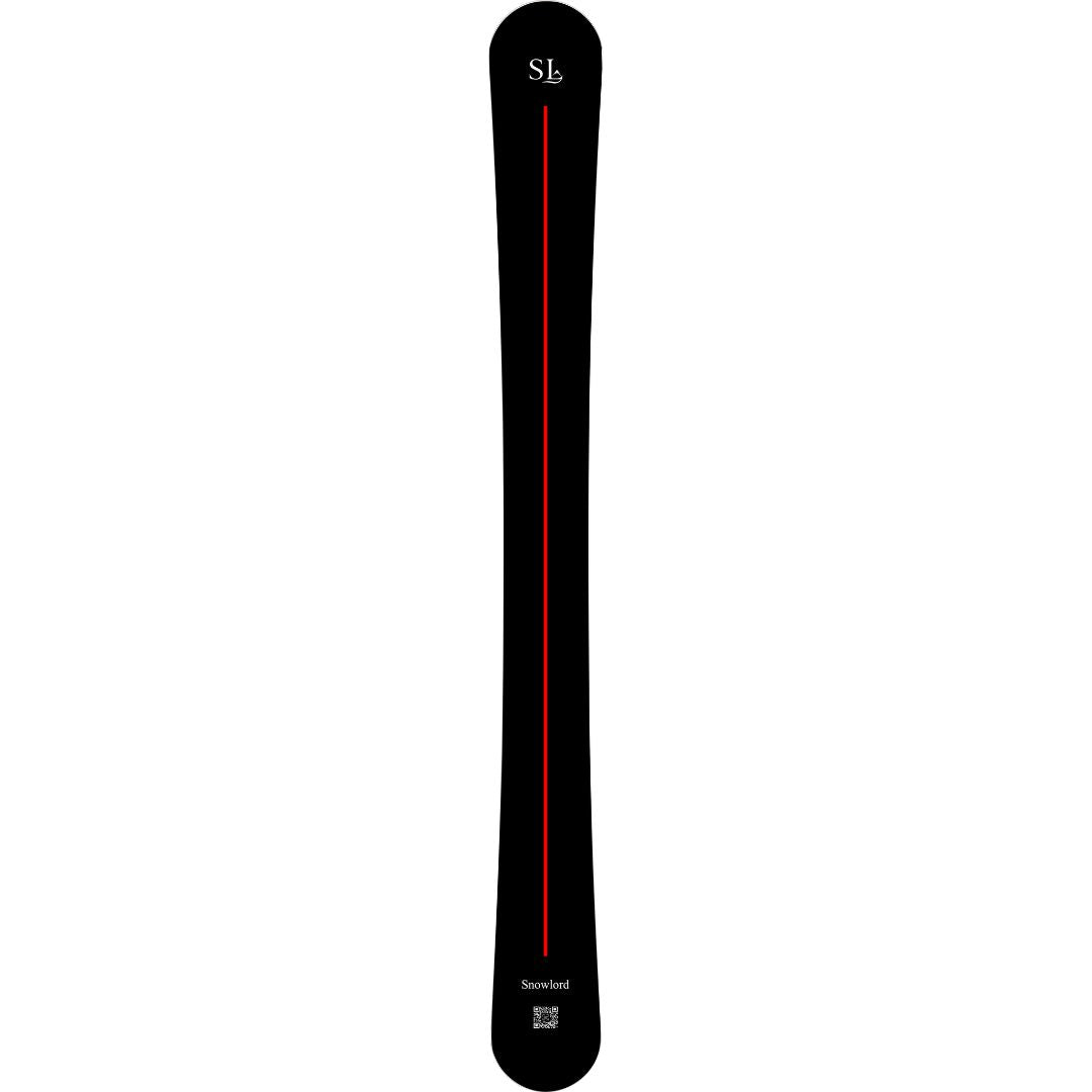 Snowlord noire et rouge, planche racée et puissante inspirée du skwal. Idéale pour le carving et la glisse de haute précision.